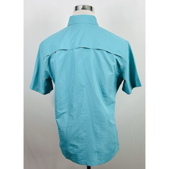 Eddie Bauer Medium Mesh Vented Fishing Outdoor Shirt Teal Short Sleeve - Picture 4 of 4